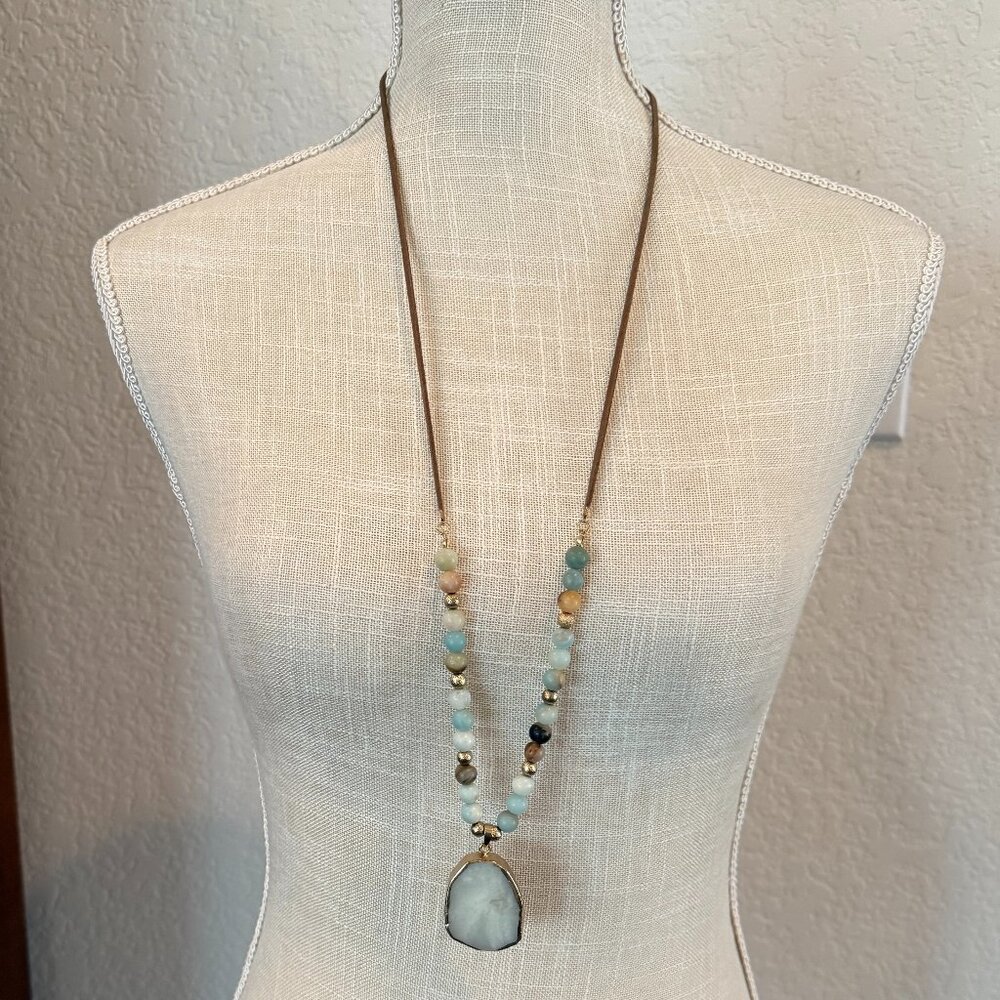 Artisan Quartz Slice Pendant Necklace